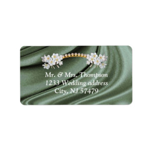 Green,Blue,gold, IvorySilk & Pearls Wedding Labels