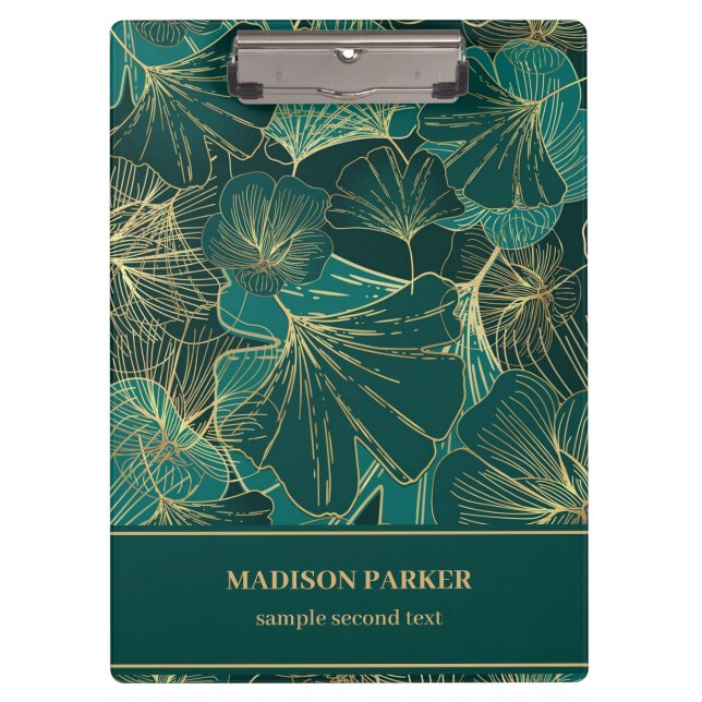 Green-Blue Gold Leaves  Clipboard (Front)