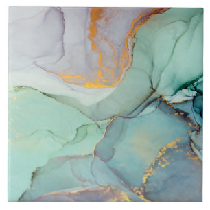 Green Blue Gold Marble Pretty Tile