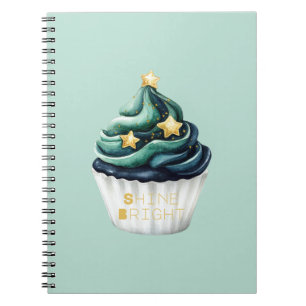 Green Blue Gold Stars Shine Bright Cupcake Notebook