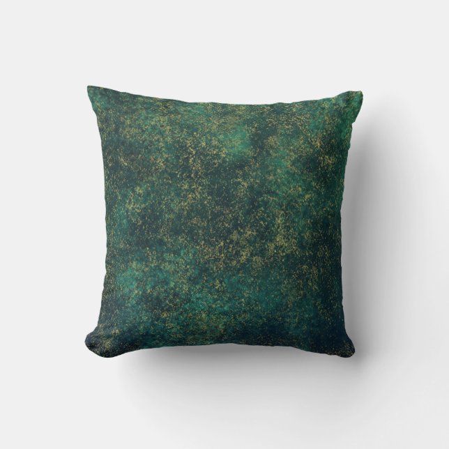 Green, Blue & Gold Watercolor Cushion (Front)