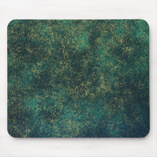 Green, Blue & Gold Watercolor Mouse Mat (Front)