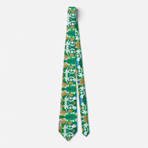 Green, Blue, Gold, White Repeating Pattern Tie