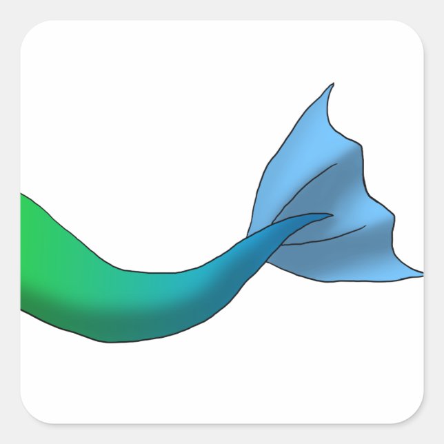 Green/Blue Gradient Mermaid Tail Square Sticker (Front)