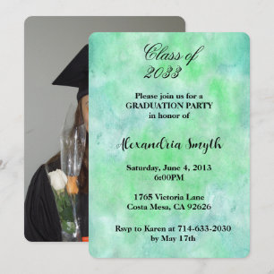 Green Blue Graduation Your Photo Invitation