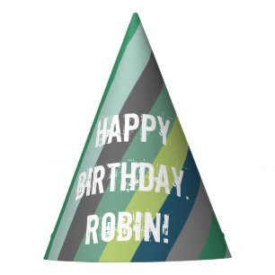 Green Blue Grey Coloured Stripes Paper Party Party Hat