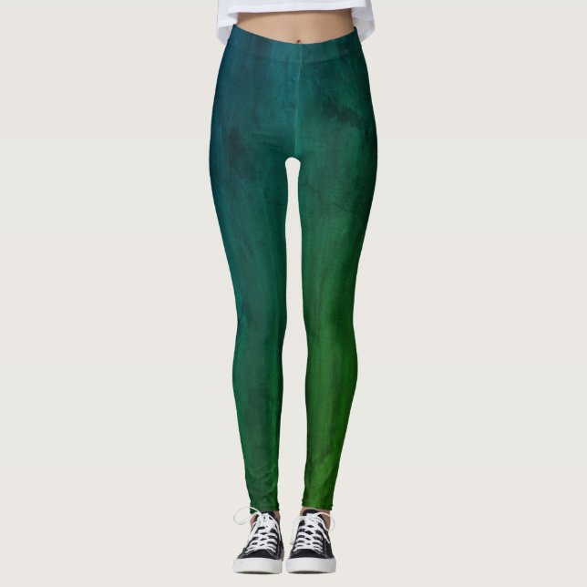 Green & Blue Grunge Leggings (Front)