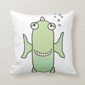 Green & Blue Happy Fish Reversible Pillow