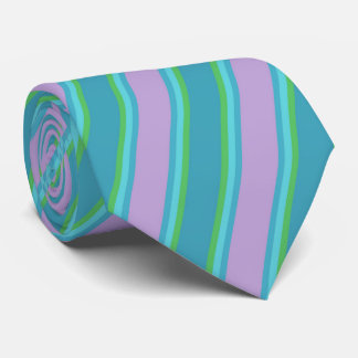Green Blue Lavender Stripes Pattern Necktie