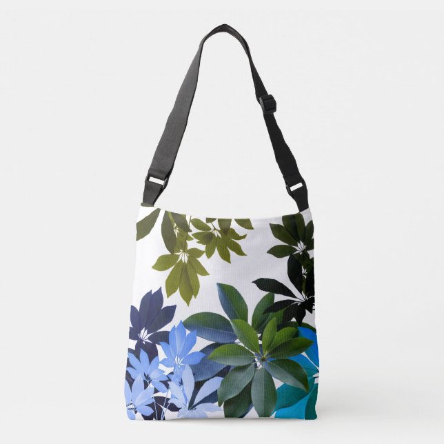 Green, Blue Leaves  Cross-Body Bag (Front)
