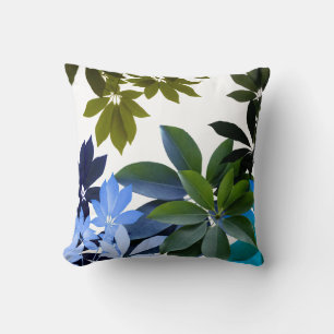 Green & Blue Leaves,  Foliage Throw Cushion