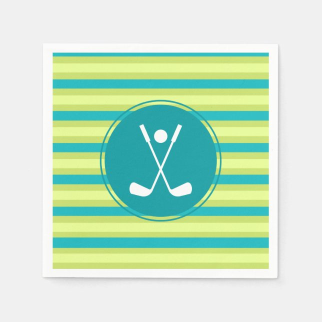 Green & Blue Line Stylish Elegant Golf Lover Sport Napkin (Front)