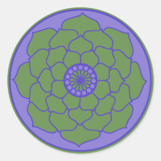 Green Blue Lotus Mandala Classic Round Sticker