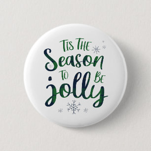 Green Blue Lumberjack Pattern Tis the Season to Be 6 Cm Round Badge