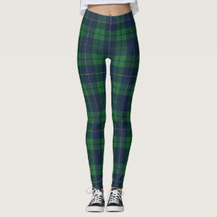 Green Blue Lumberjack Pattern Tis the Season to Be Leggings