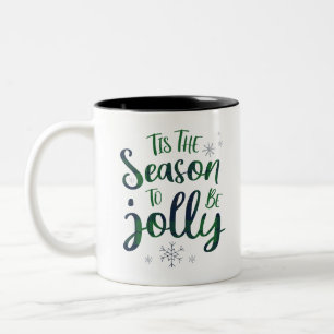 Green Blue Lumberjack Pattern Tis the Season to Be Two-Tone Coffee Mug