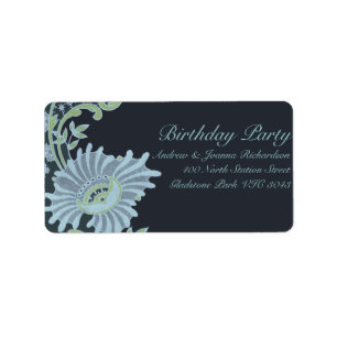 Green & Blue Lush Floral Address Label