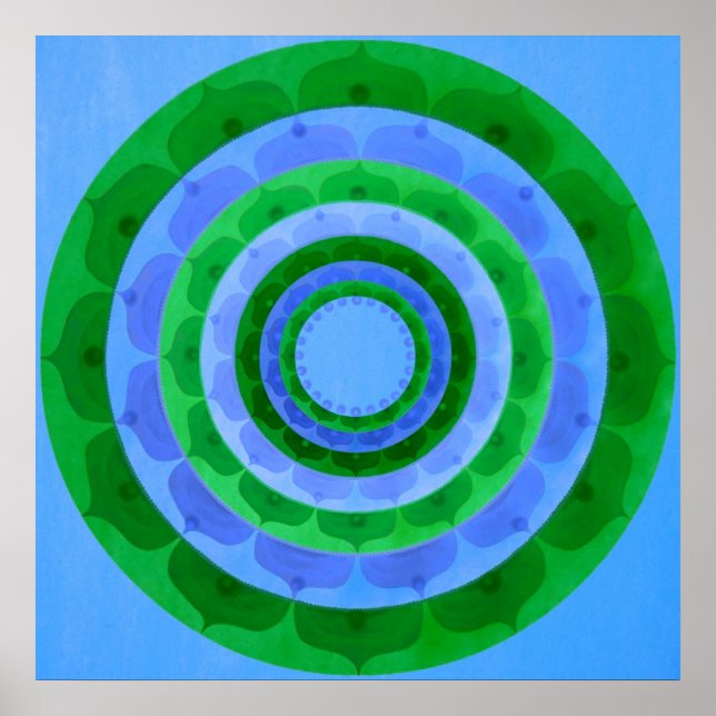 Green blue Mandala Poster (Front)