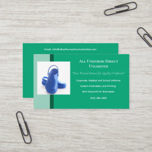 Green Blue Medical Clogs Uniform Business Card
