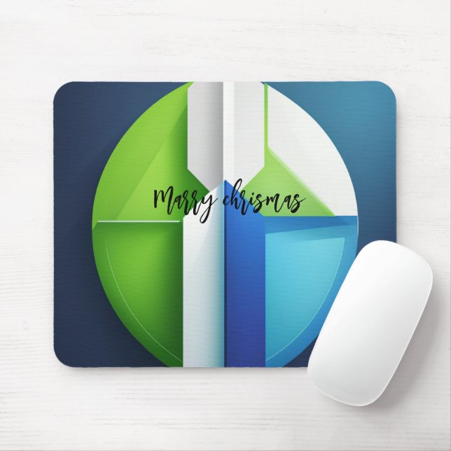 Green Blue Modern Abstract Circle Mouse Pad (With Mouse)