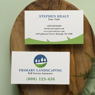 Green Blue Modern Landscaping Logo Business Card