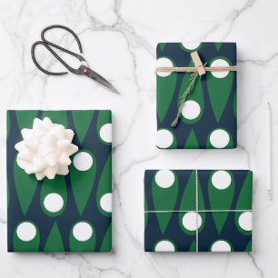 Green Blue Modern Polka Dot Wrapping Paper Sheet