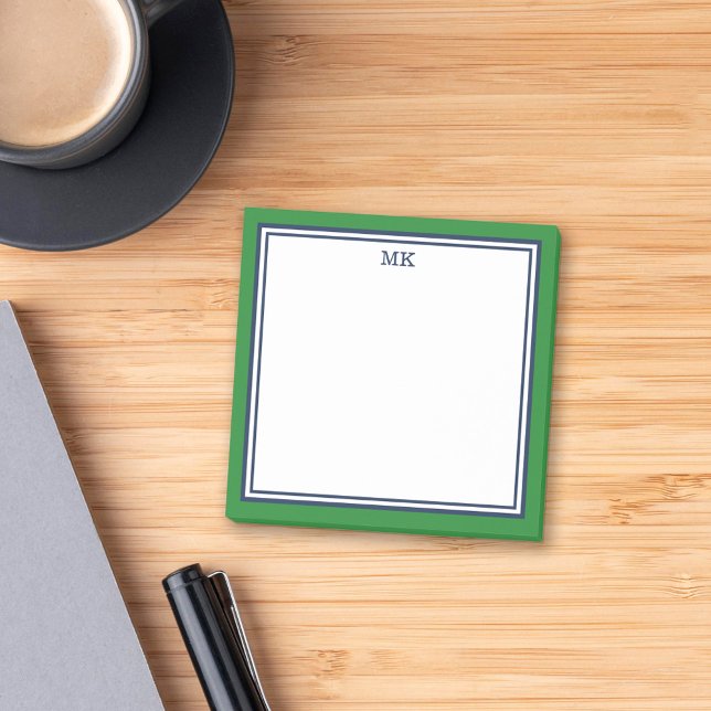 Green Blue Monogrammed Post-it Notes (Creator Uploaded)