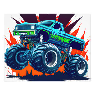 Green & Blue Monster Truck Photo Print
