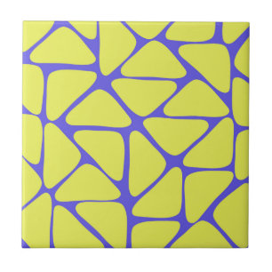 Green Blue Neon Geometric Triangle Pattern Tile