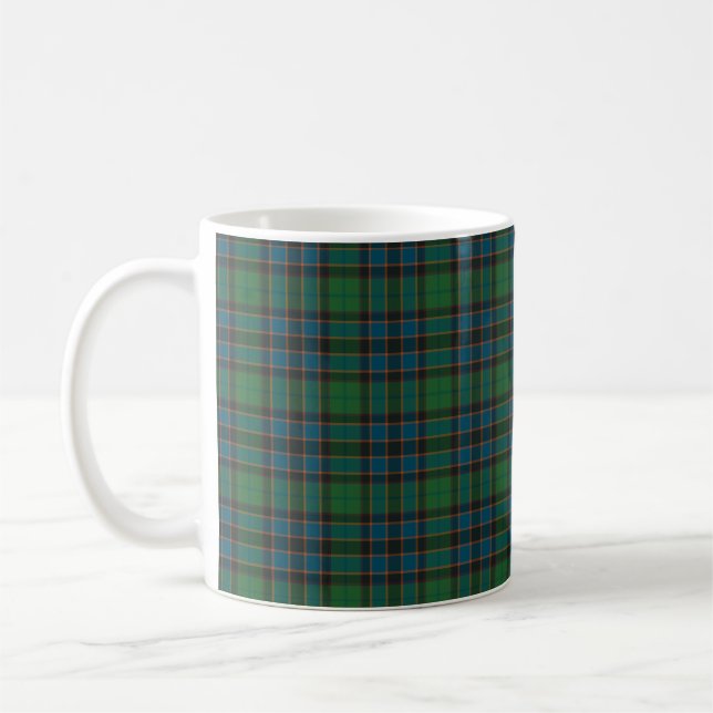 Green Blue Orange Plaid Tartan Coffee Mug (Left)