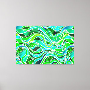 Green Blue Organic Stained Glass Abstract Canvas Print