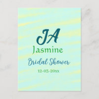 Green blue pastel watercolor bridal shower name da