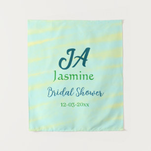 Green blue pastel watercolor bridal shower name da tapestry