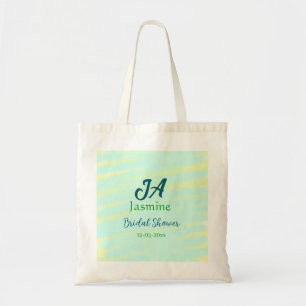 Green blue pastel watercolor bridal shower name da tote bag