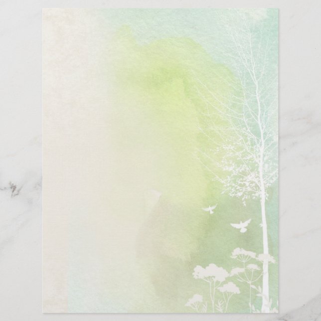Green & Blue Pastel Watercolour Scrapbook Paper (Front)