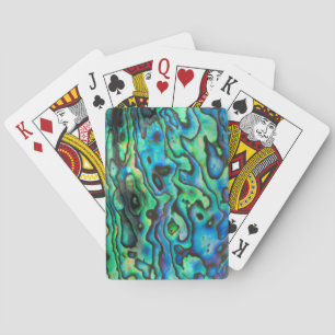 Green blue paua abalone shell playing cards