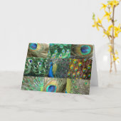 Green Blue Peacock photo collage Card (Yellow Flower)