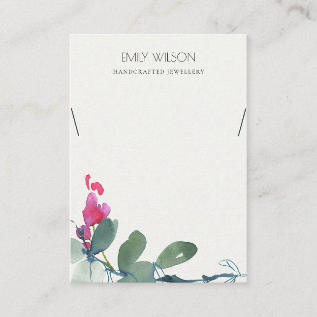 GREEN BLUE PINK EUCALYPTUS FAUNA NECKLACE DISPLAY BUSINESS CARD (Front)