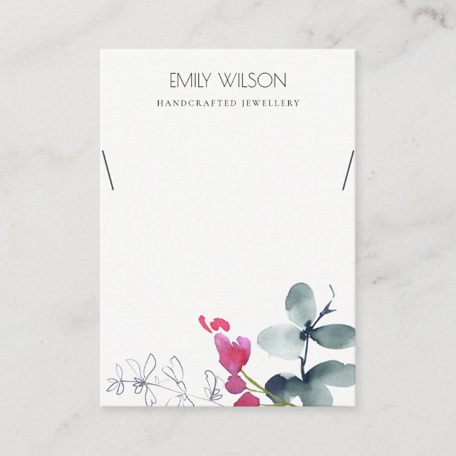 GREEN BLUE PINK EUCALYPTUS FAUNA NECKLACE DISPLAY BUSINESS CARD (Front)