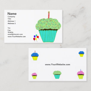 Green, Blue & Pink Frosting Chocolate Cupcakes Business Card