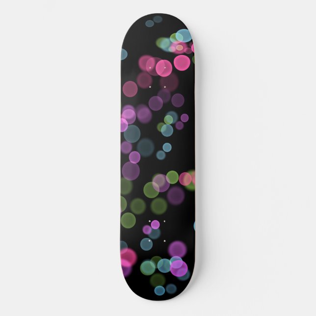 Green Blue Pink Purple Abstract Bubble Design Skateboard (Front)