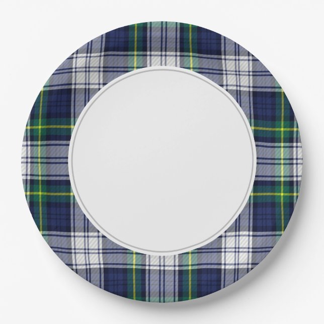 Green & Blue Plaid   Paper Plate (Front)