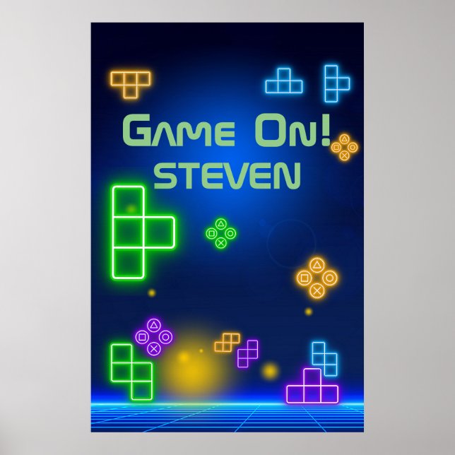 Green, blue, & purple gamer 24” x 36” poster (Front)