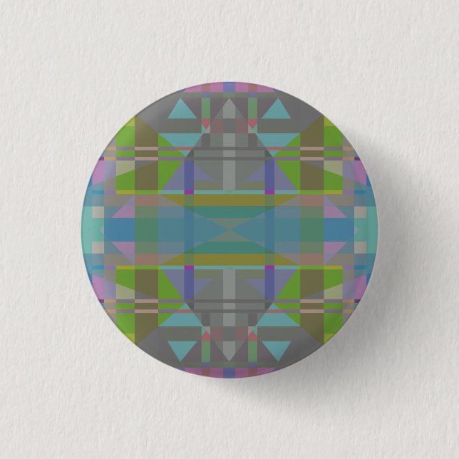 Green Blue Purple Geometric 3 Cm Round Badge (Front)