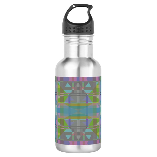 Green Blue Purple Geometric  532 Ml Water Bottle (Front)