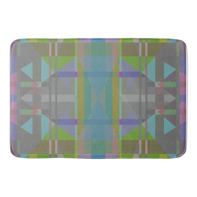 Green Blue Purple Geometric Bath Mat (Front)