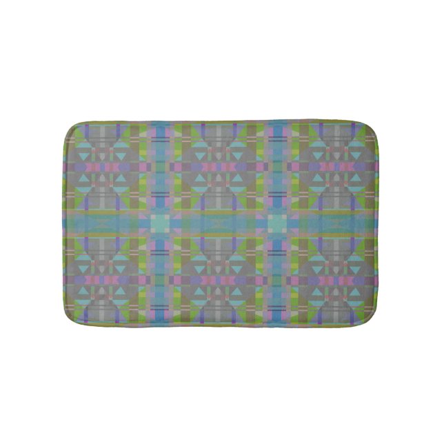 Green Blue Purple Geometric Bath Mat (Front)