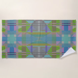 Green Blue Purple Geometric Beach Towel