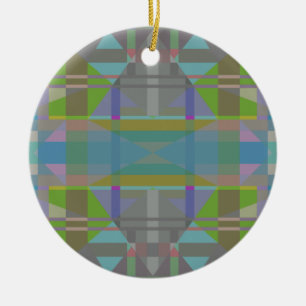 Green Blue Purple Geometric Ceramic Tree Decoration
