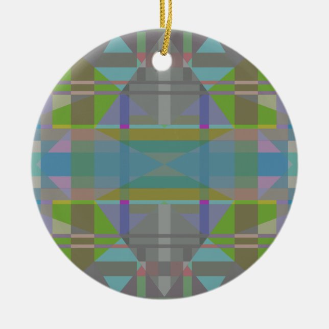 Green Blue Purple Geometric Ceramic Tree Decoration (Front)